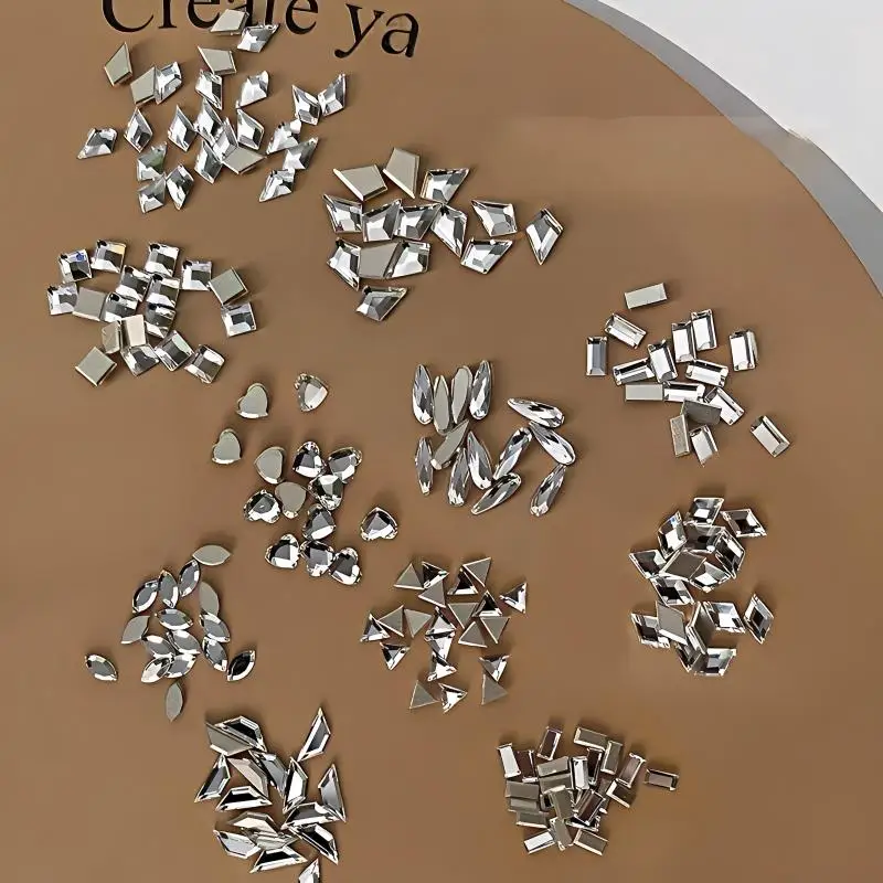 50PCS Mini Multi-Shape Multi-Size K9 Flatback Irregular Rhinestones Crystal Clear Nail Accessories For Nail Tips & Decorations