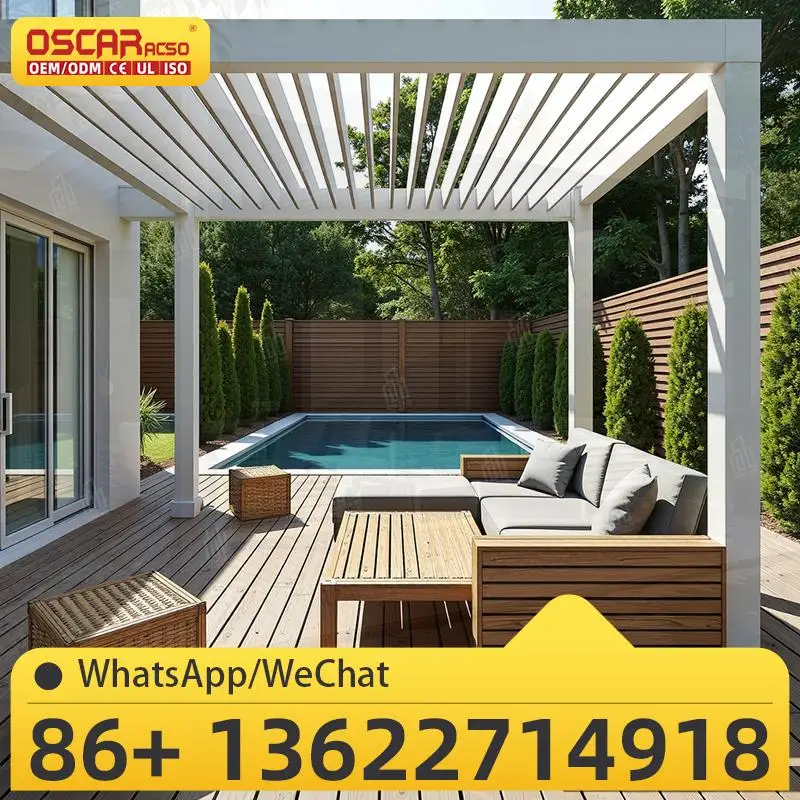 

Алюминиевая металлическая пергола для открытого патио для сада, балкона, двора с затеняющим декором. Пергола