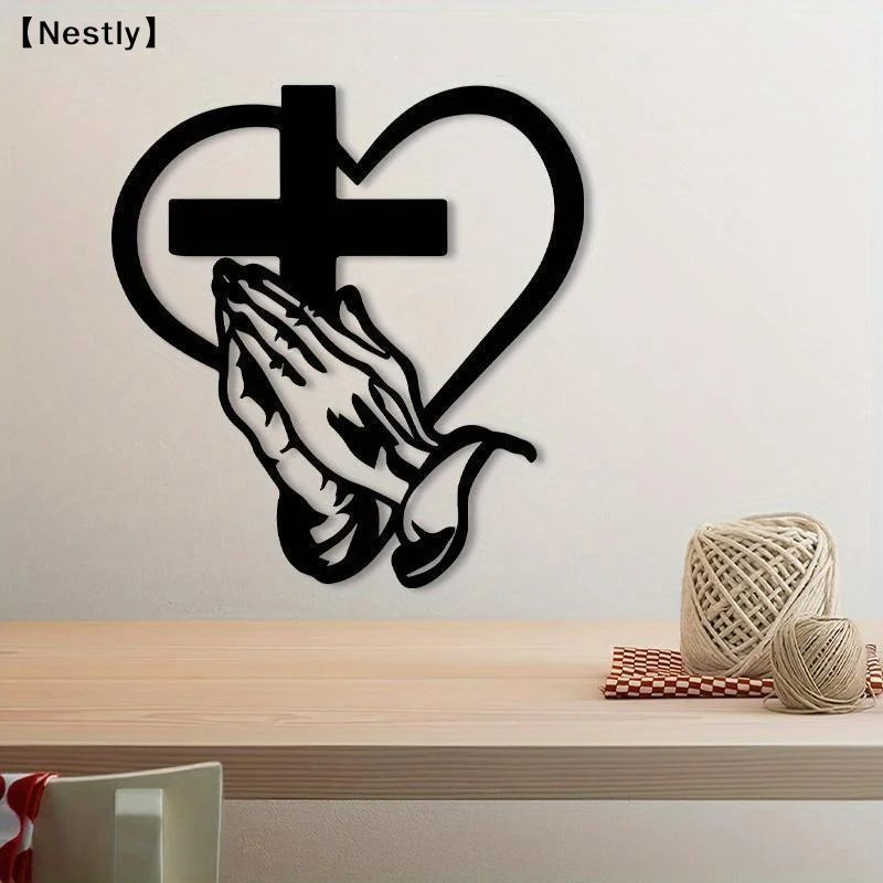 Iron Heart Cross Silhouette Metal Crafts Geometric Iron Christmas Home Outdoor Garden Decoration Wall Decoration〔Nest〕