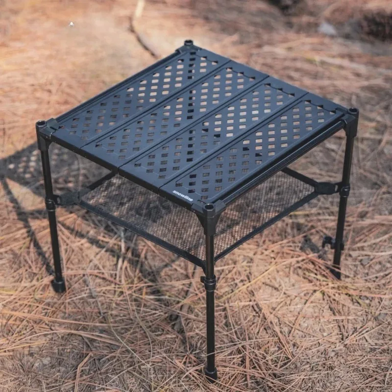 Folding table carbon fiber camping backpacker table, snow line Rubik's cube table high version + black table rack + low version
