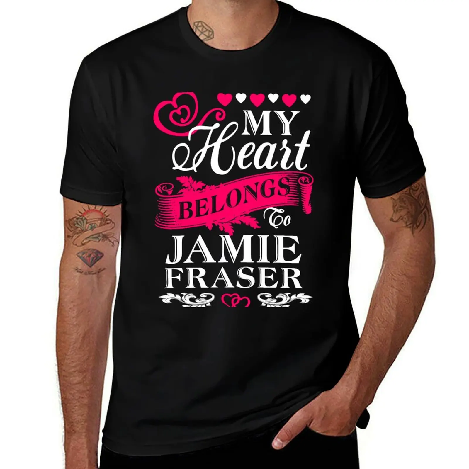 MY HEART BELONGS TO JAMIE FRASER T-Shirt Plus Size Loose Short Sleeve Top T-Shirt