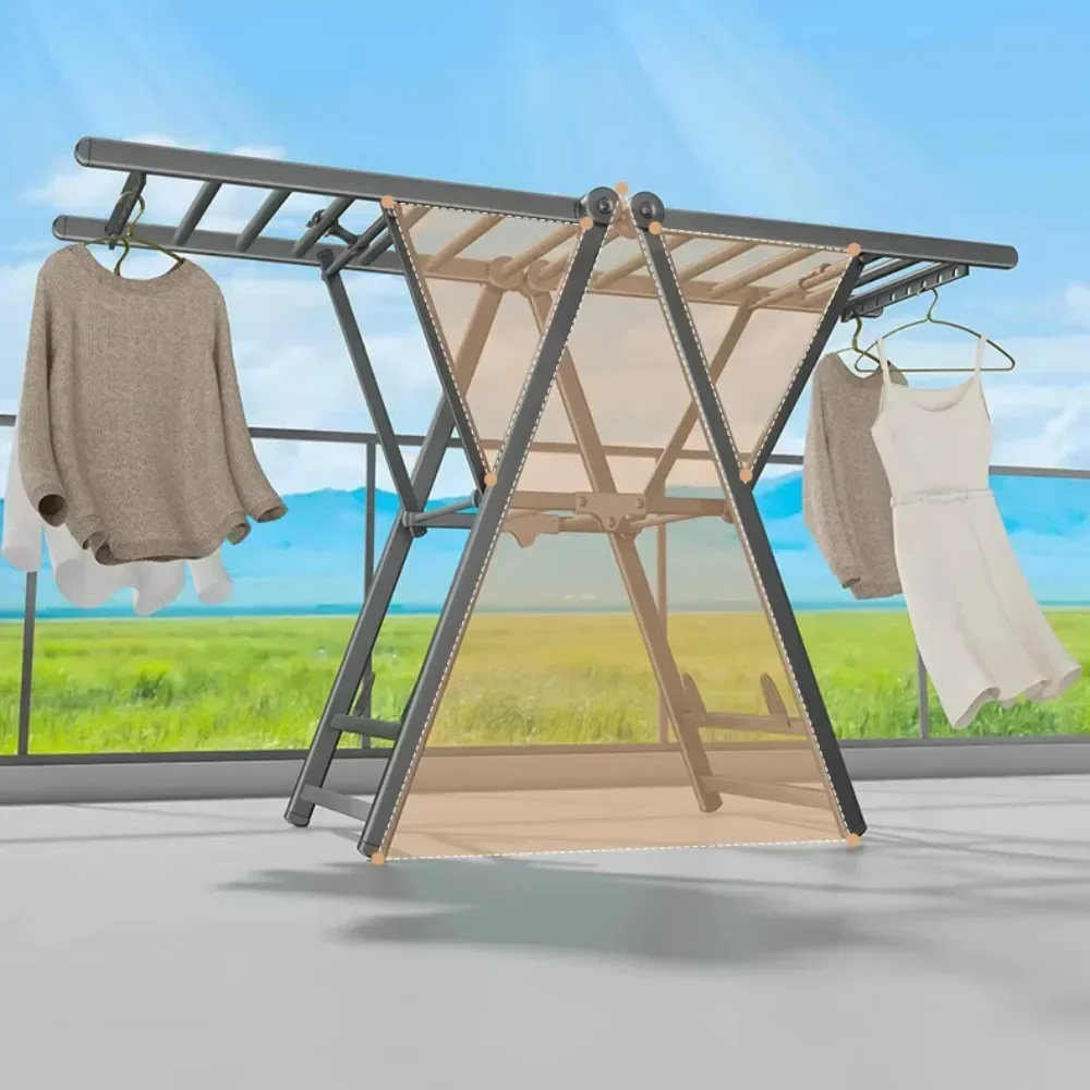 Customizable Laundry Stand Free Installation Foldable Aluminum Alloy Drying Rack for Balcony and Bedroom