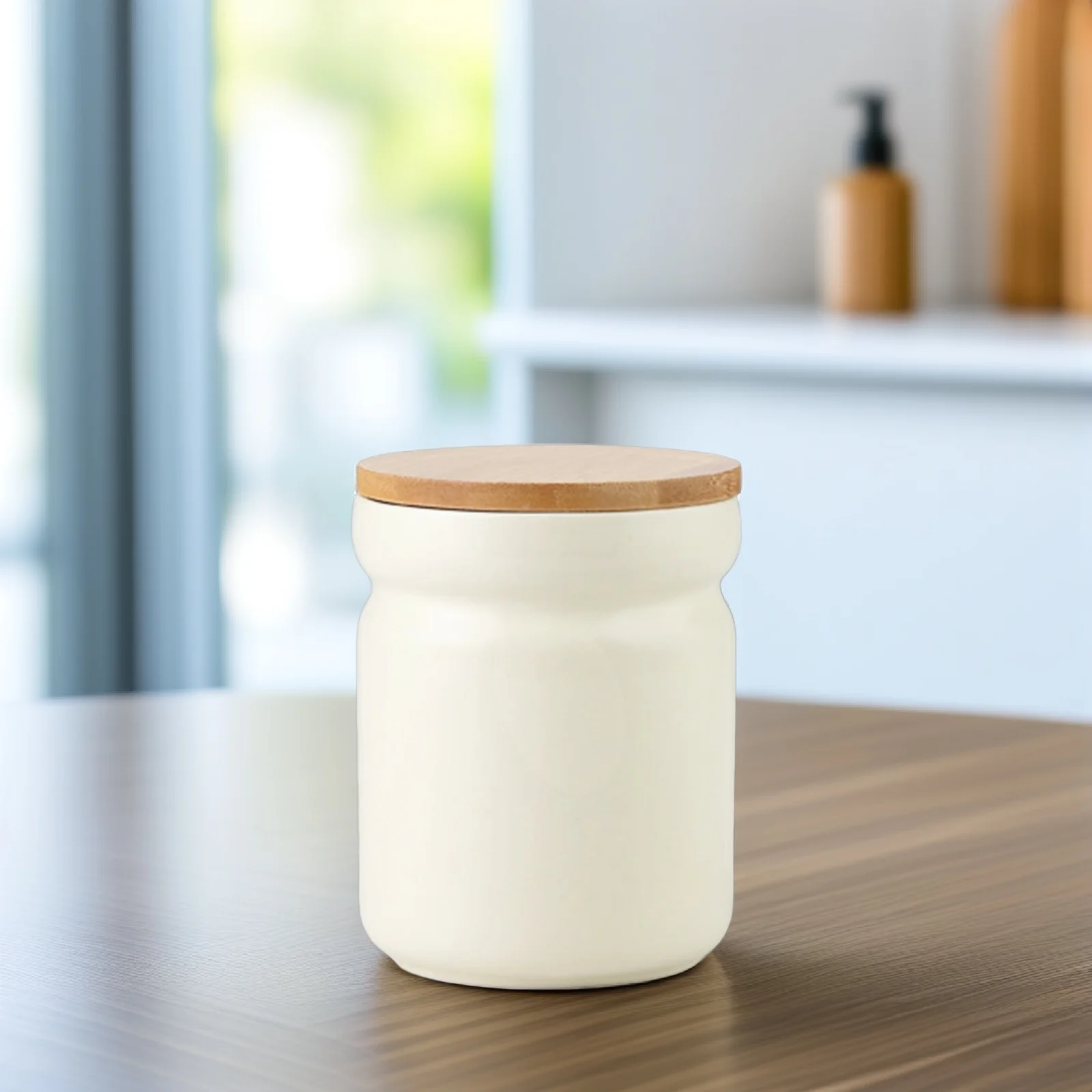 

Ceramic Airtight Canister Decorative Storage Container for Home Supply Beige Sealed Jar Tea Canister Sugar Bowl