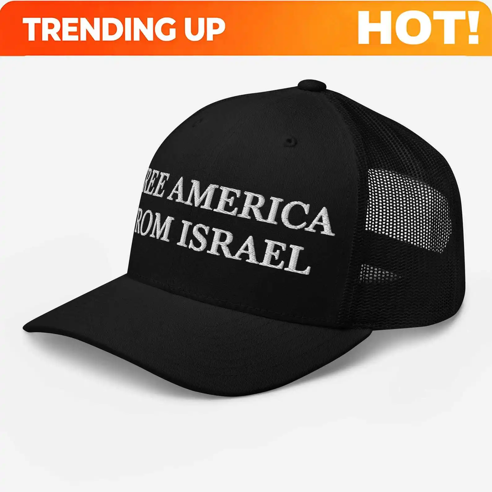 Free America From Israel Hat, Embroidered Adjustable Mesh Trucker Cap, Anti Israel, America First, America Only, Multiple Colors