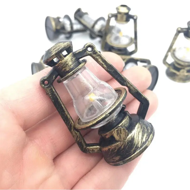 Miniature Food And Play Scene Model Doll House With Kerosene Lamp Nightlight Device Online Celebrity Mini Retro Oil Lamp Decor