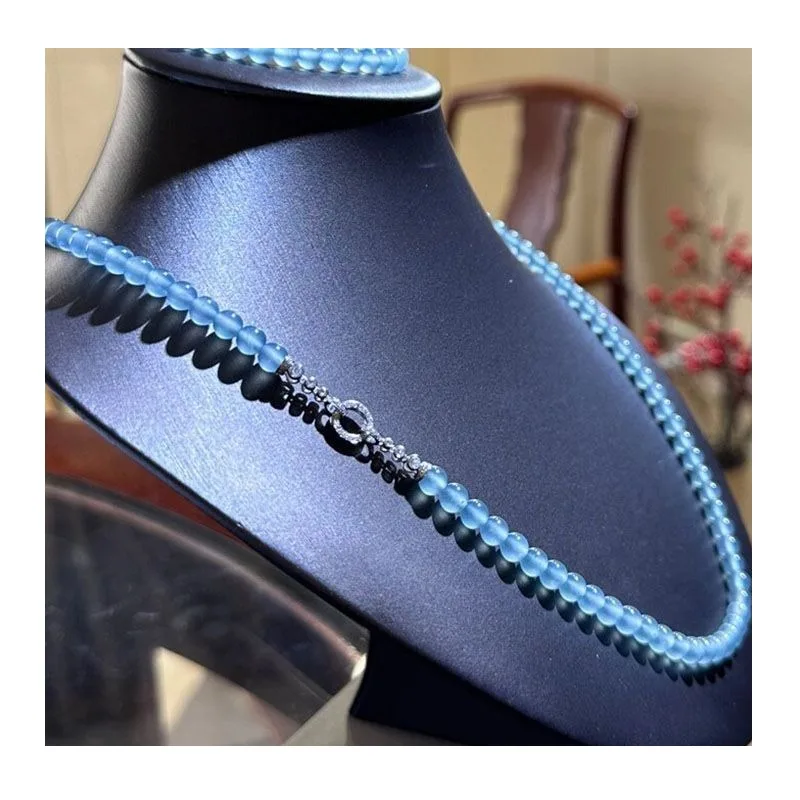 

High Ice Artificial Dream Blue Dangerous Material Blue Water Millet Beads Universal Chain Pendant Buckle Bead Chain Women's Luxu
