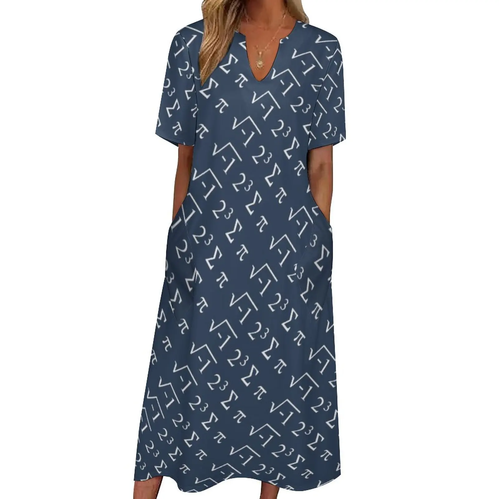 

Funny Math Dress I 8 Sum Pi Print Elegant Maxi Dress Korean Fashion Casual Long Dresses Short Sleeve Graphic Oversize Vestidos