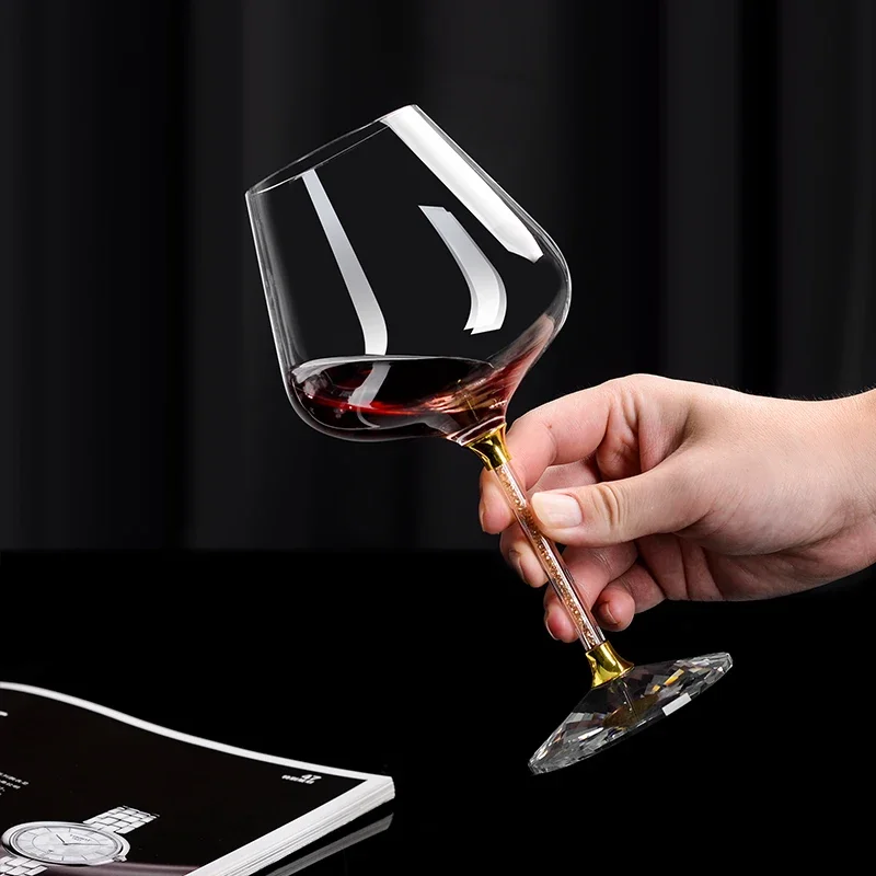 Light Luxury Diamond Crystal Red Wine Glass Set, Family Gathering Party Wine Glasses, Champagne Glasses, Bar Wine Utensils