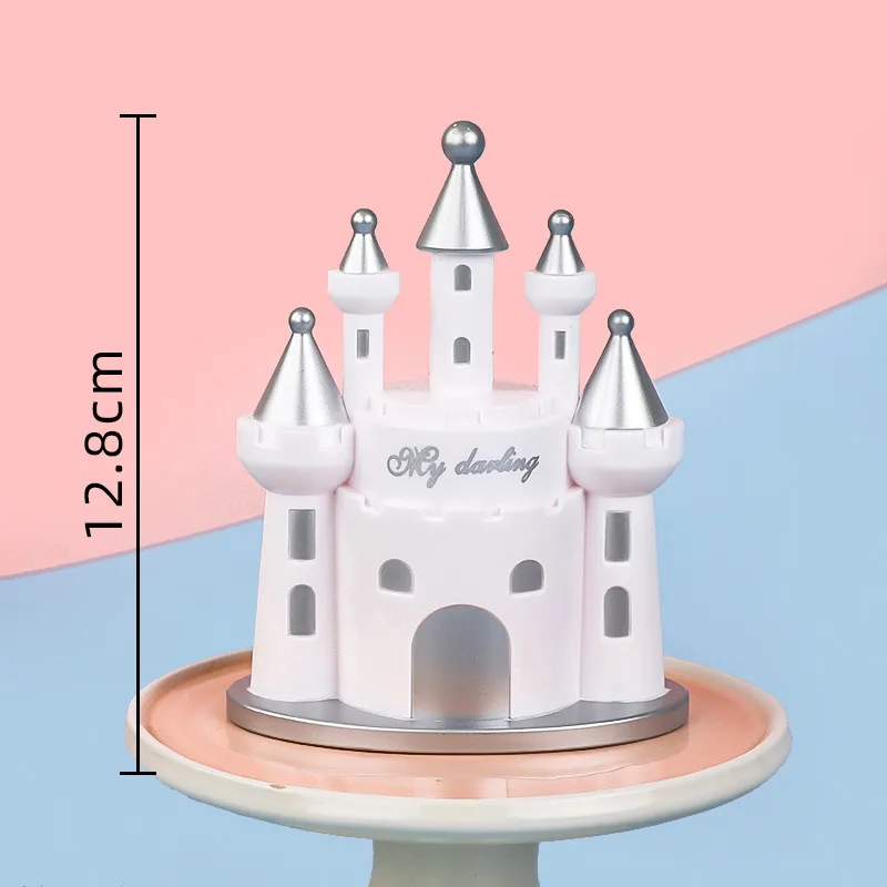 Pink Blue 3D Castle Cake Topper Girl Boy Birthday Party Cake Decoration Princess Prince Fairy Tale Theme Party Cake Topper view 6