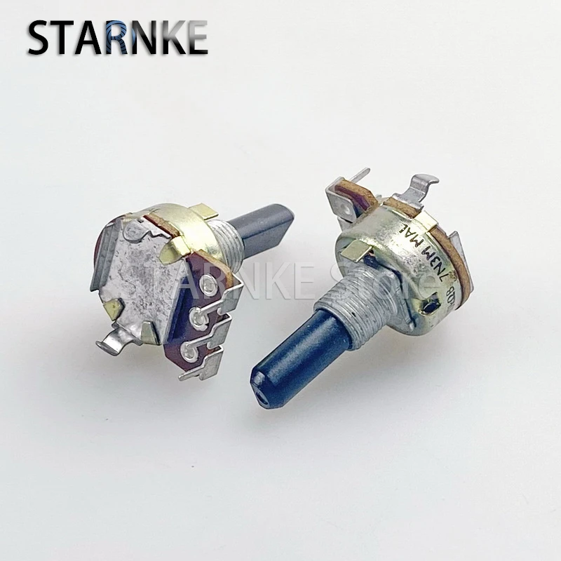2PCS R161 Type B100K Single Speaker Amplifier With Midpoint Audio Treble And Bass Volume Potentiometer 3-Pin D Shaft Length 20MM
