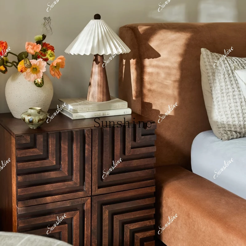 

French retro solid wood creative storage high cabinet simple household goods FT