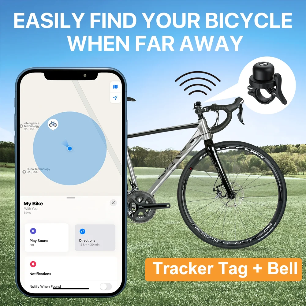 

Mili Copper Bike Bell with Built-in Bluetooth Tracker Compatible with Apple Find My & Google Find Hub for Road Mountain Bike