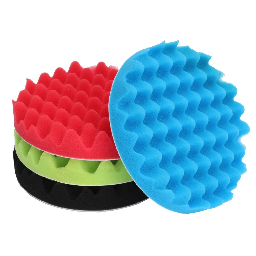 4Pcs Car Polishing Pad Kit 3/4/5/6/7 Inch Self-Adhesive Buffing Wheel Car Detailing Waxing Sponge Pads Auto Care Cleaning Tool