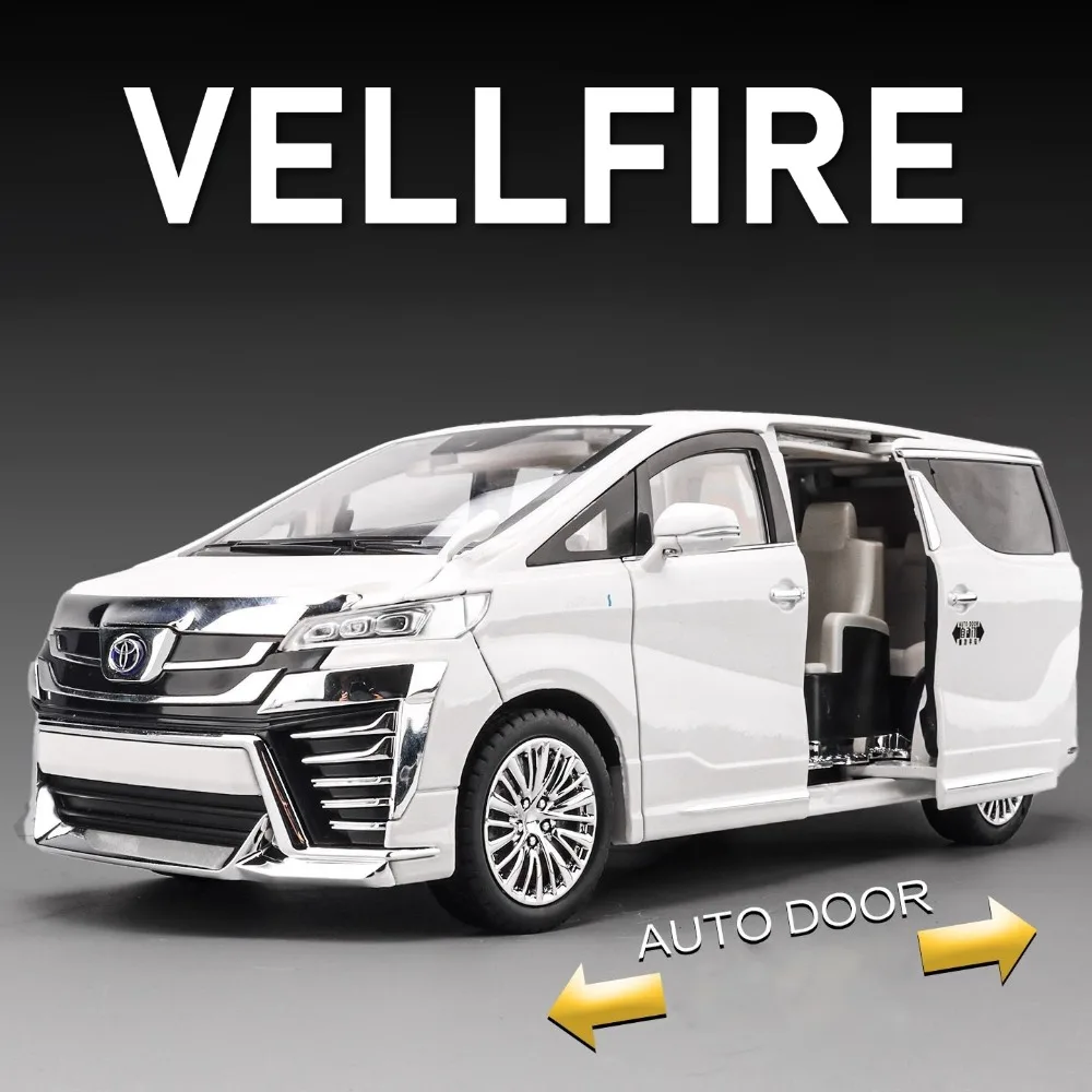 Vellfire – modèle MPV 1:18, grande échelle, portes de voiture jouet, lumière musicale ouverte, modèles de véhicules d'affaires en alliage moulé sous pression, cadeaux