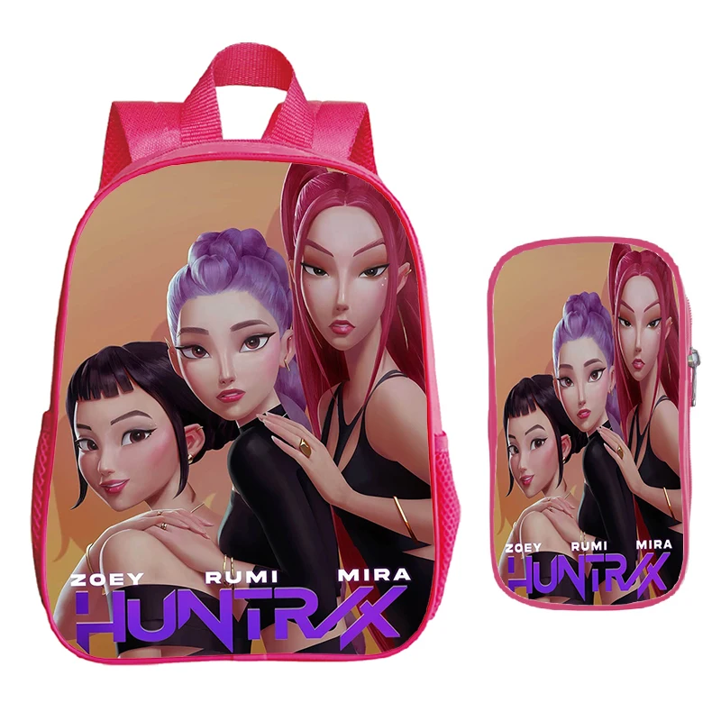 2 Stuks Set K-Pop Demon Hunters Rugzak Met Etui Baby Meisje Kleuterschool Rugzakken Kinderen Schooltas Leuke Cartoon Boekentas gift