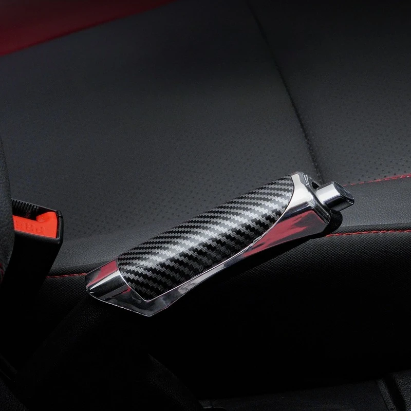 Hot Sale Car Handbrake Cover Carbon Fiber Wood Grain Pattern Gear Shift Protector Sleeve Scratch-Proof Anti-Slip Leather Grip