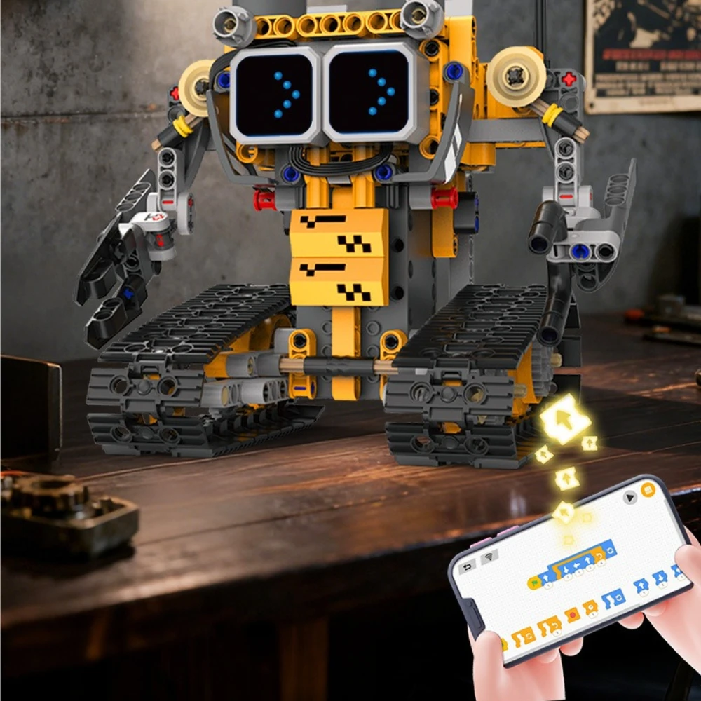 

APP Controlled 5in1 Programming Robot Building Block with LED Multiple Expressions Display 373pcs Assembly RC Car MOC Bricks Toy