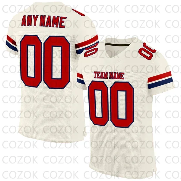 

Custome Cream White Football Jerseys for Men Women Unisex Football Short Sleeves Athletic Tee Shirts