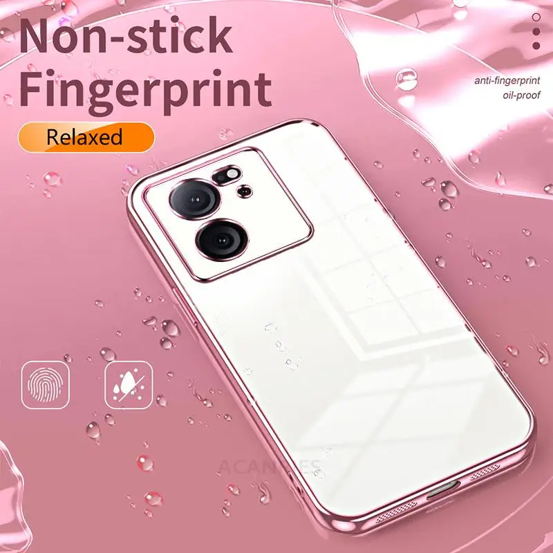 Mi13t 13lite Luxury Plating Transparent Phone Case For Xiaomi Mi 13t Pro 13 Lite 5g Soft Silicone Clear Back Cover Fundas Mi13 T