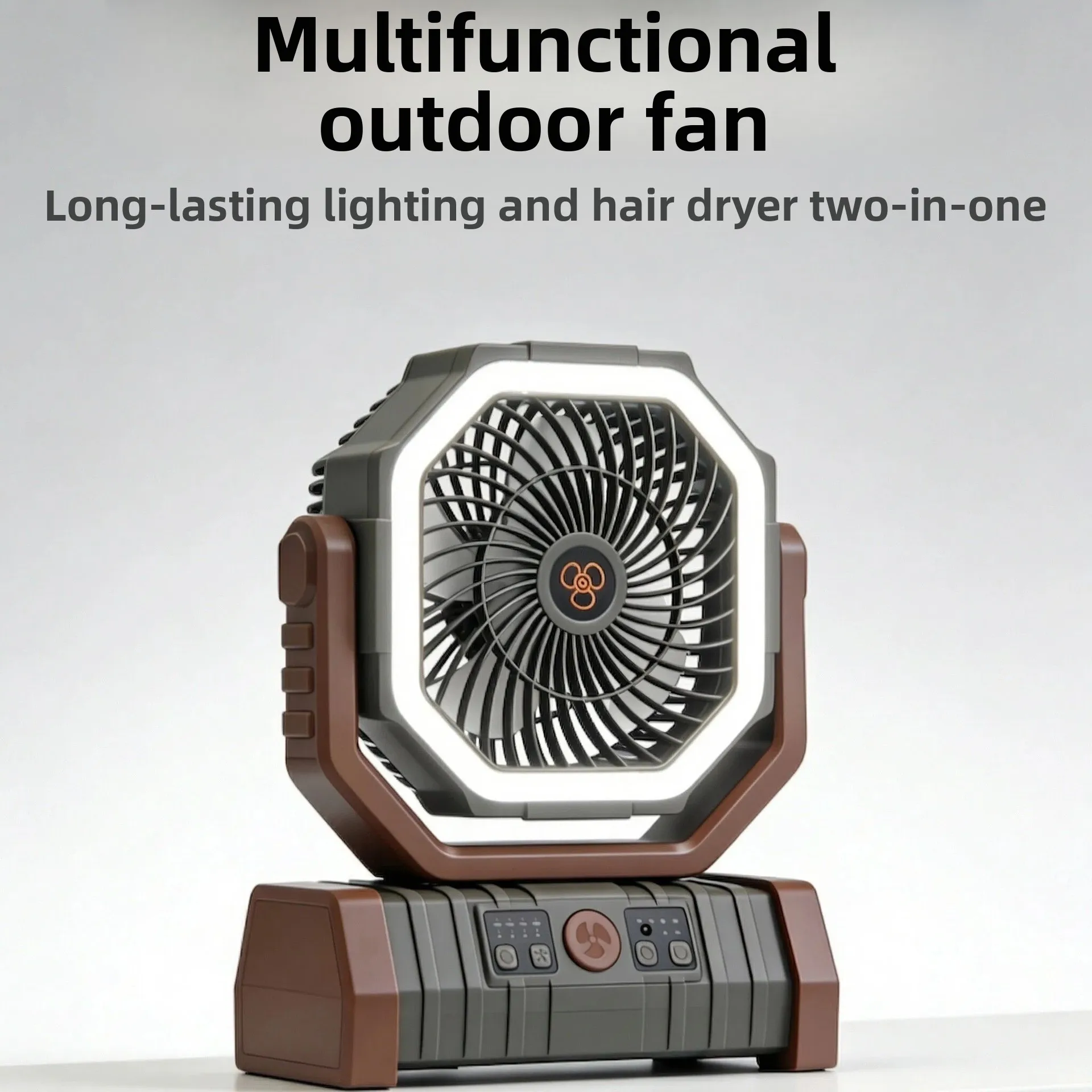 Outdoor camping fan convenient USB charging fan shaking head remote control large wind camp tent fan light