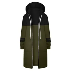 Ladies Coat Autumn Winter Thicken Hoodies Parkas Loose Hooded Jackets Zipper Pocket Maxi Size Sweatshirt Sports Dresses Outwear