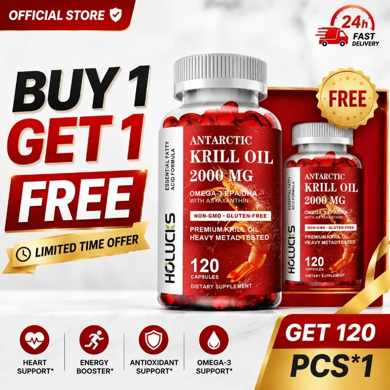 

BOGO Free Krill Oil Capsules, with Omega-3 EPA/DHA & Astaxanthin, Support Heart, Eye & Skin Wellness