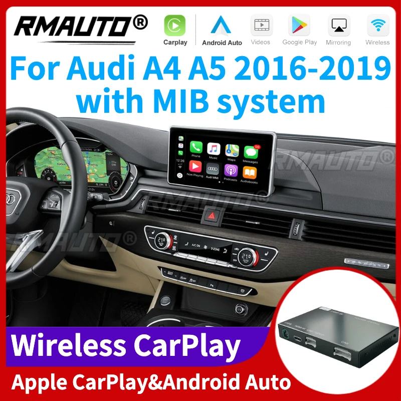 RMAUTO Wireless Apple CarPlay MIB for Audi A4 A5 2016-2019 Android Auto Mirror Link AirPlay Support Reverse image Car Play
