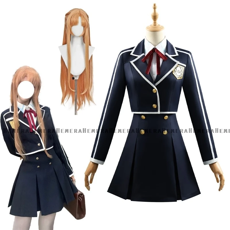 Anime Sword Art Online Cosplay Yuuki Asuna Cosplay Costume Wig JK Dress Women Cute School Uniform Yuki Asuna Cosplay Shirt