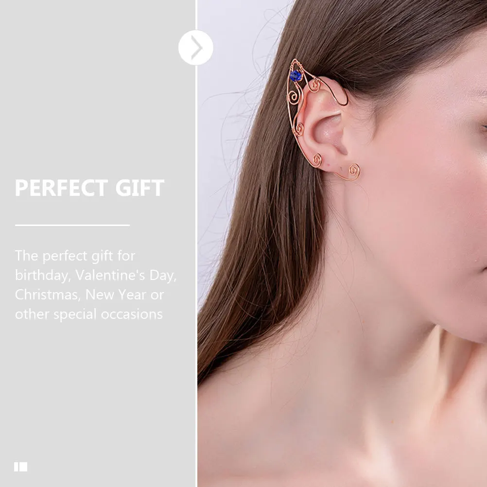 

2 Pcs Vintage Earrings Cuff Fairy Cuffs Non Piercing Clip Earcuff for Women Wrap Metal Miss