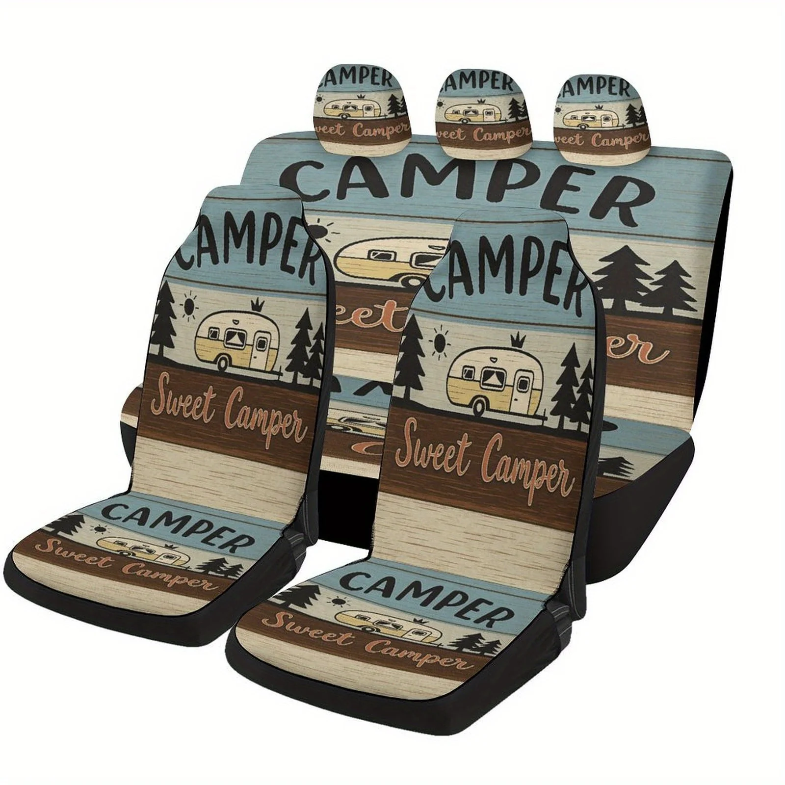 

Camper Life Designed Car Seat Cover Set For Most Cars, Decorative Fashionable High-quality Car Seat Protector Covers Full Set, U