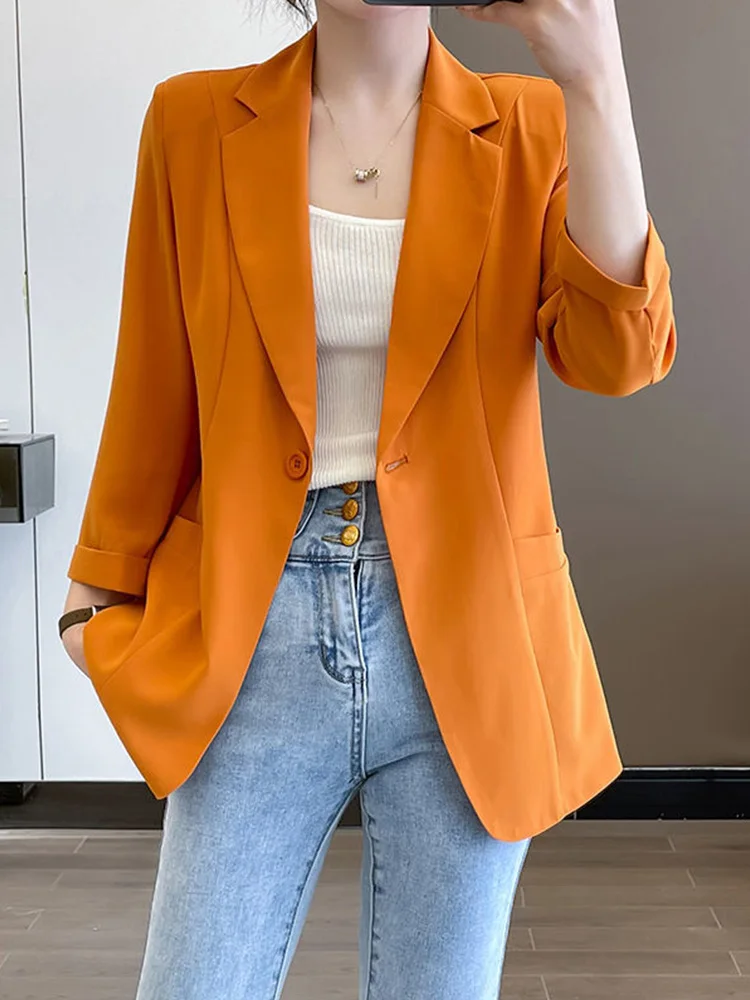 Summer Thin Women's  Jacket Casual Sun Protection Light Weight Fashionable Street Style Single Button Closure Sleeveless