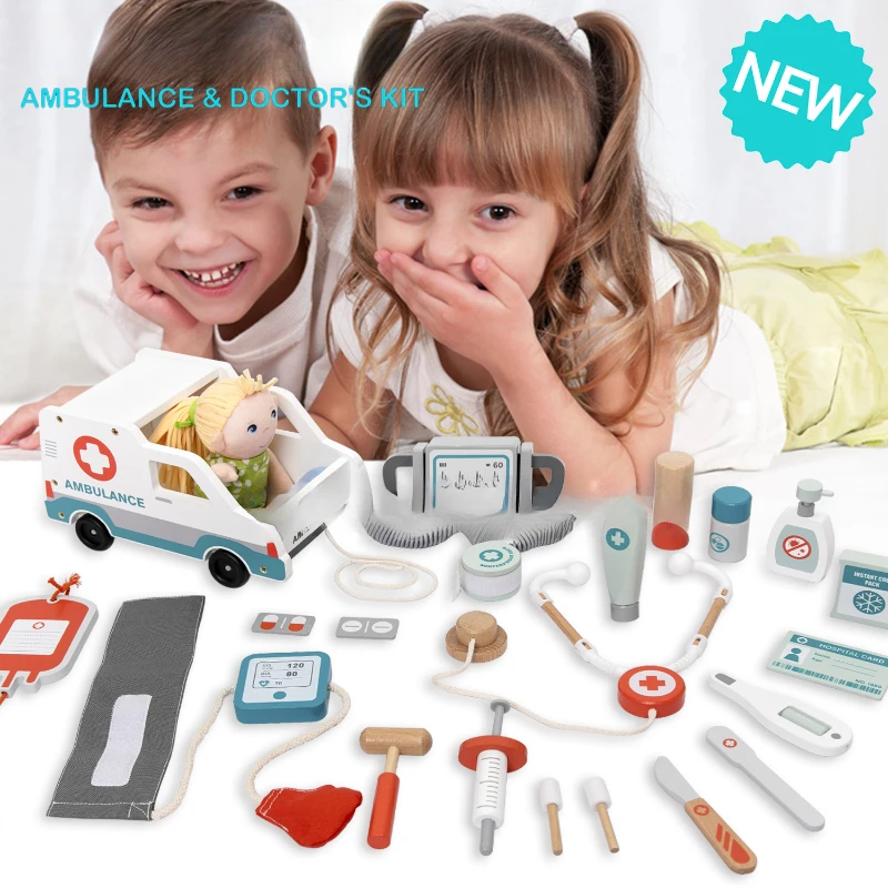 Montessori Educational Wooden Toys Puzzle Baby Play Doctor Creative Games Building Blocks Dollhouse Accessories Diy Girls Toys