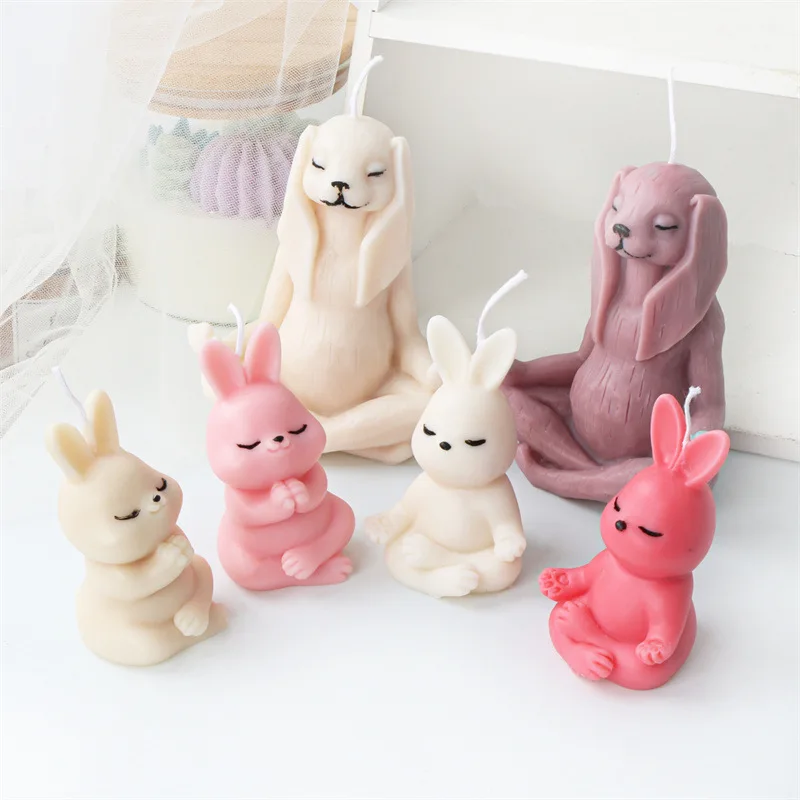 Yoga-Tier-Silikonform 3D Mops betend, meditierender Hase, betende Schildkröte DIY-Form für Duftkerzen, Tiergips und Harz