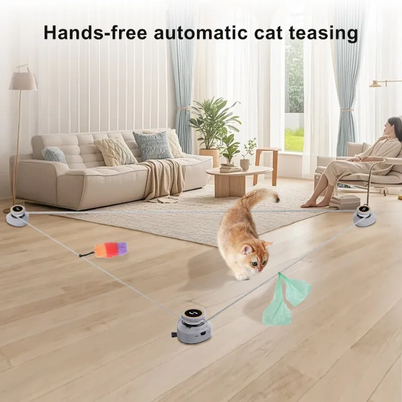 V Shape Smart Interactive Cat Chasing Rope Toy Electric Pet Exercise Toy Relieve Kitten Boredom Indoor Play Equipment