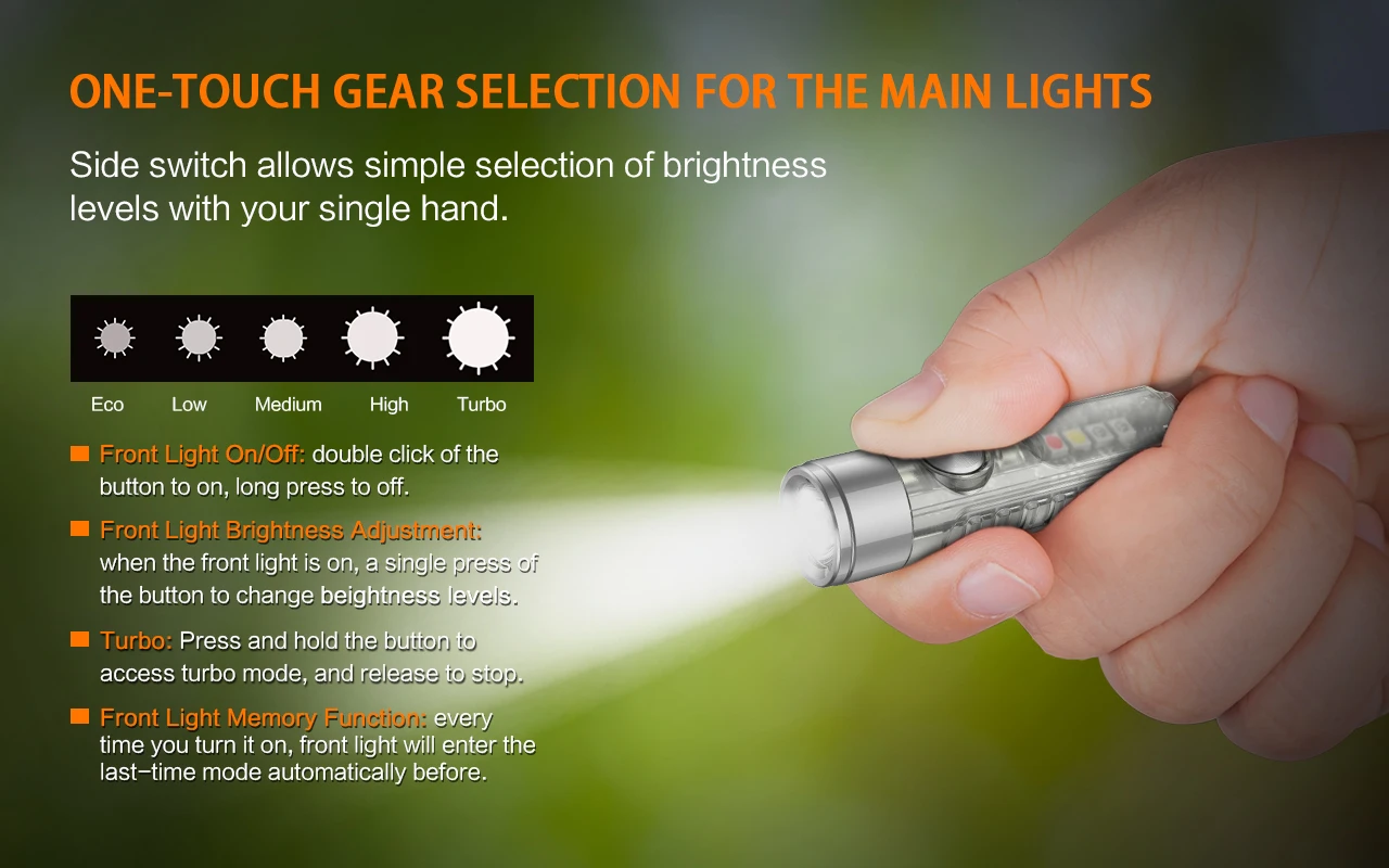 TUNENGE S11-2 Portable Flashlight Mini Keychain Flashlights 400 Lumens IP66 Waterproof For Outdoor 150m Distance Type-C Charging