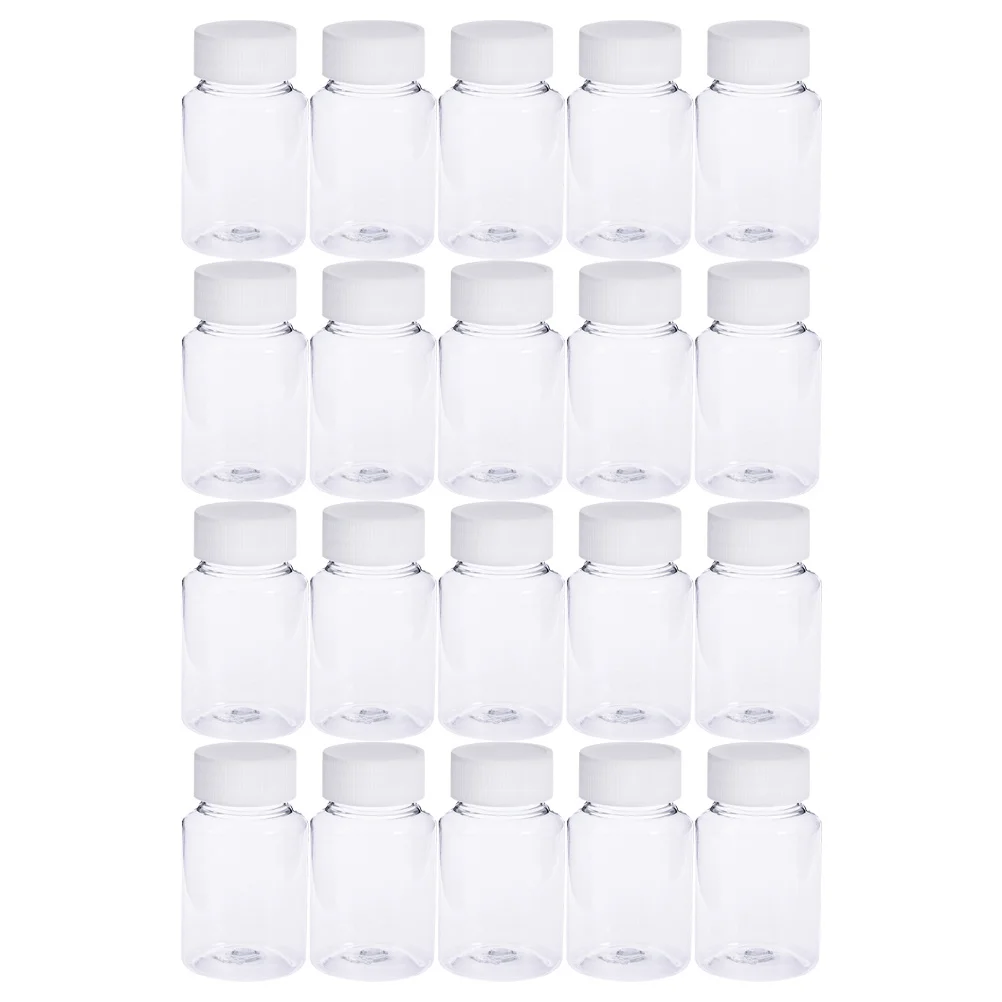 

20pcs 80Ml Plastic Subpackaging Bottle Pet Solid Liquid Container Transparent Empty Pill Bottles For Vitamins Capsules Drugs