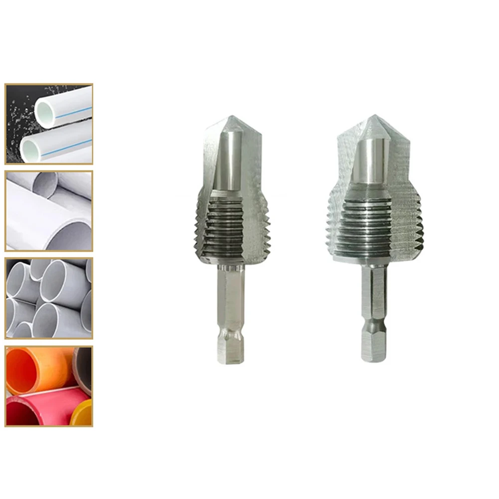1/2pcs 3-in-1 Three-Blade Thread Drill Bit Tapping Drilling Expansion PVC Thread Maker Tool For PPR Hex 4/6 Point Pipe Repair