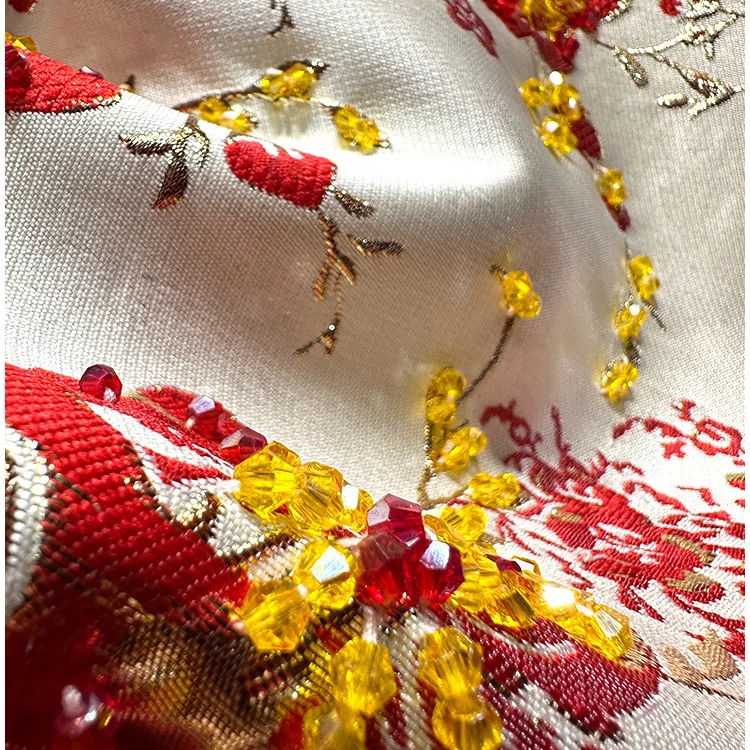 High Quality Jacquard Embroidery Women Vest Dress Elegant Summer Sleeveless A-line Dress Beads Diamonds Floral Mini Formal Dress