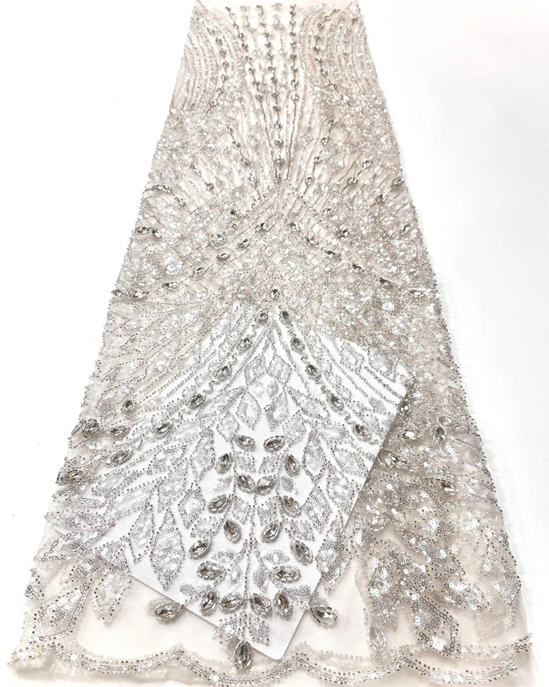 

Африканская кружевная ткань, тяжелый бисер, вышитая блестками, сетчатый тюль для шитья роскошных платьев, высокое качество