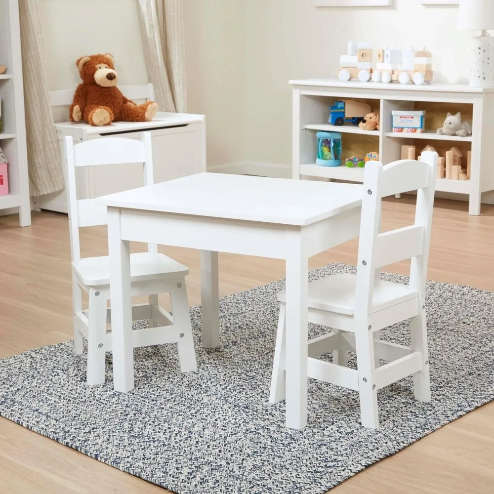 Table et chaises en bois, blanc