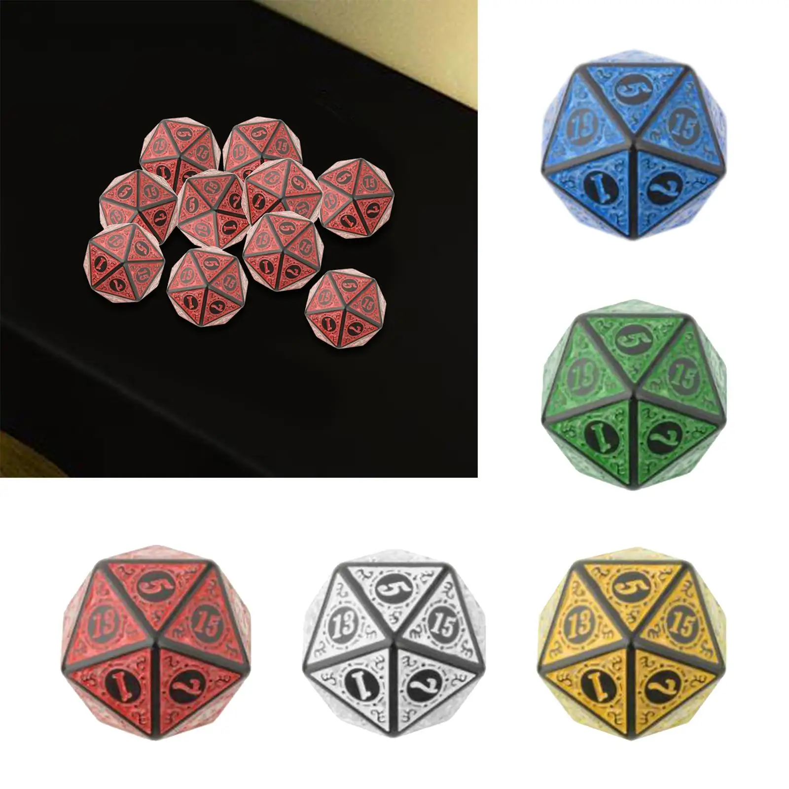 ตัวอักษรภาษาอังกฤษ 20 ด้าน 10 ชิ้น น้ำหนักเบา อุปกรณ์เสริมพกพา ขนาด 20 มม. สำหรับการสอน เกมสวมบทบาท ของเล่น ของขวัญ DND