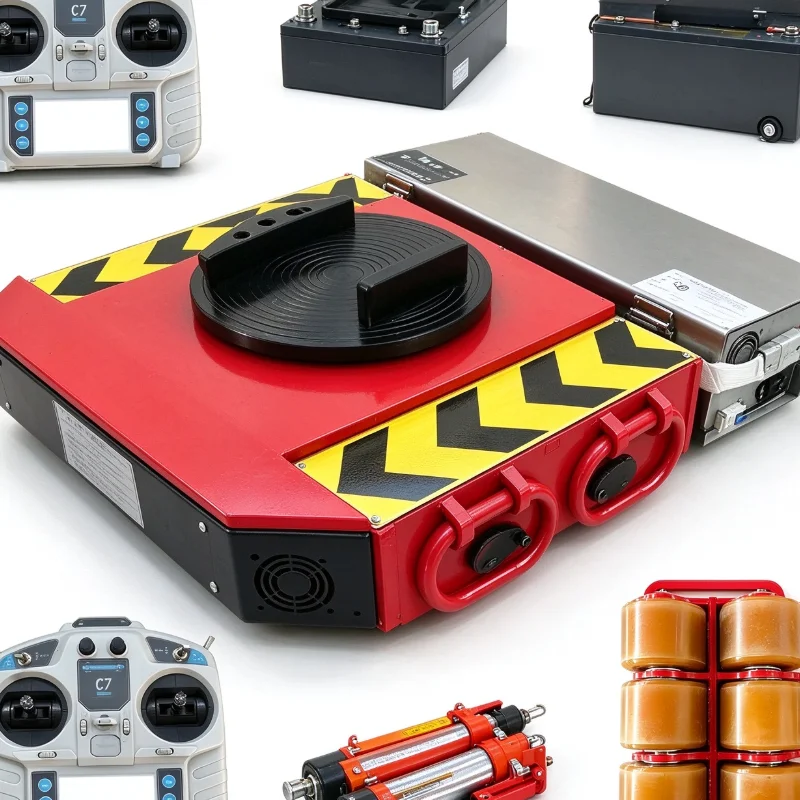 Industrial Electric Transfer Trolley, Battery Powered Heavy Equipment Moving Dolly for Machine Installation & Relocation