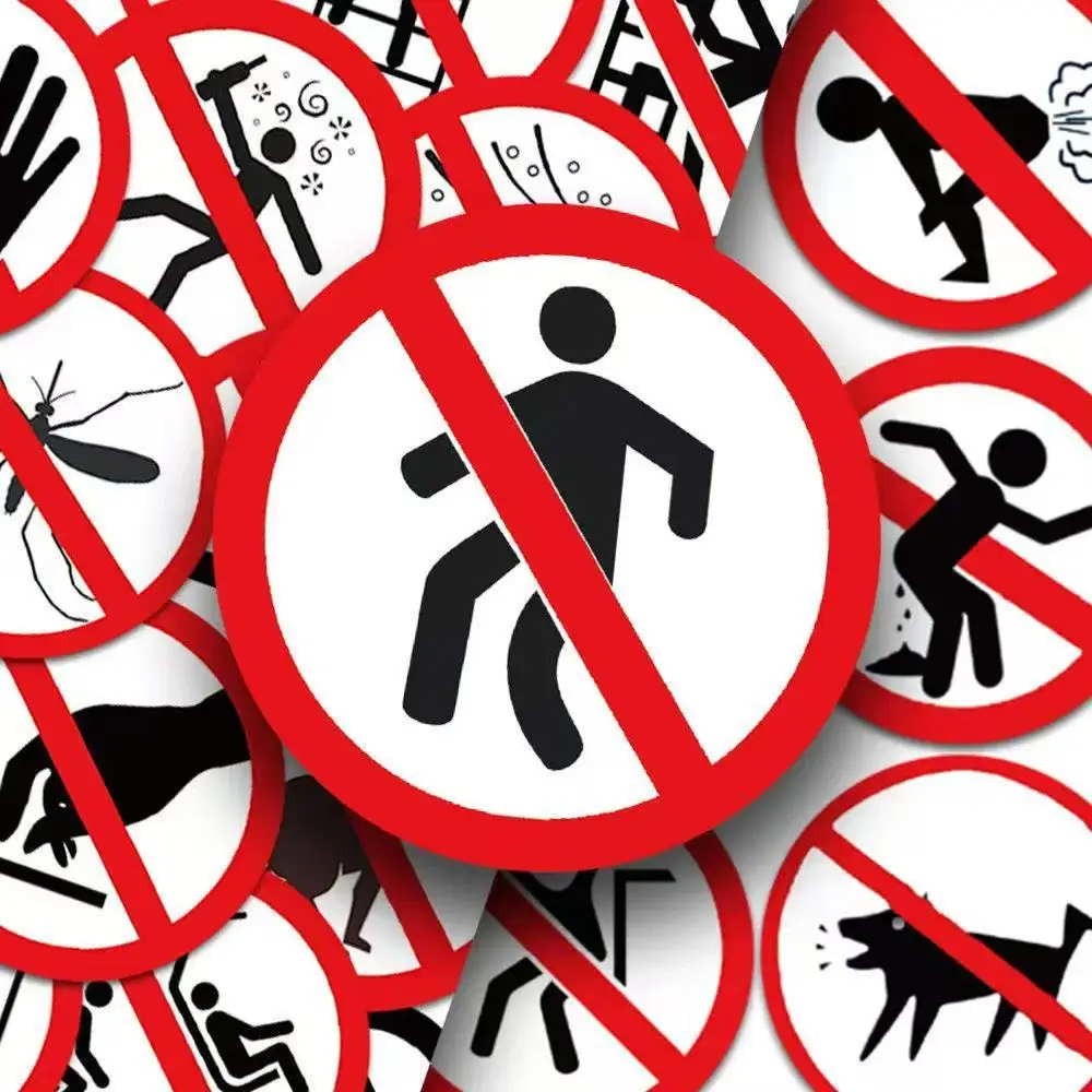 Funny Prohibition Warning Stickers Creative Graphic Decals For Diary Notebook Laptop Phone Cover Personal Styling Accessories