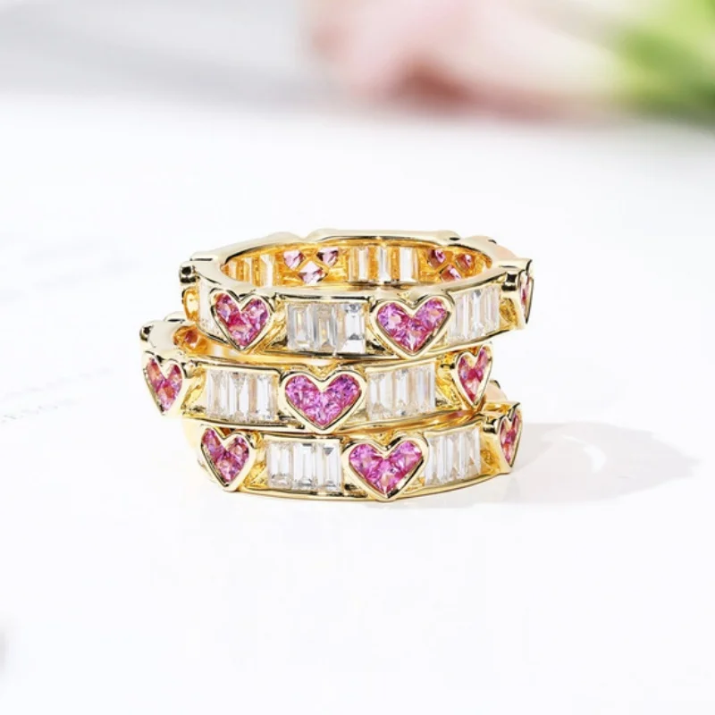  Colors Shiny Cubic Zircon Women Rings Gold Color Female Daily Wear Stylish Colorful Rings Anniversary Girl Gift Jewelry