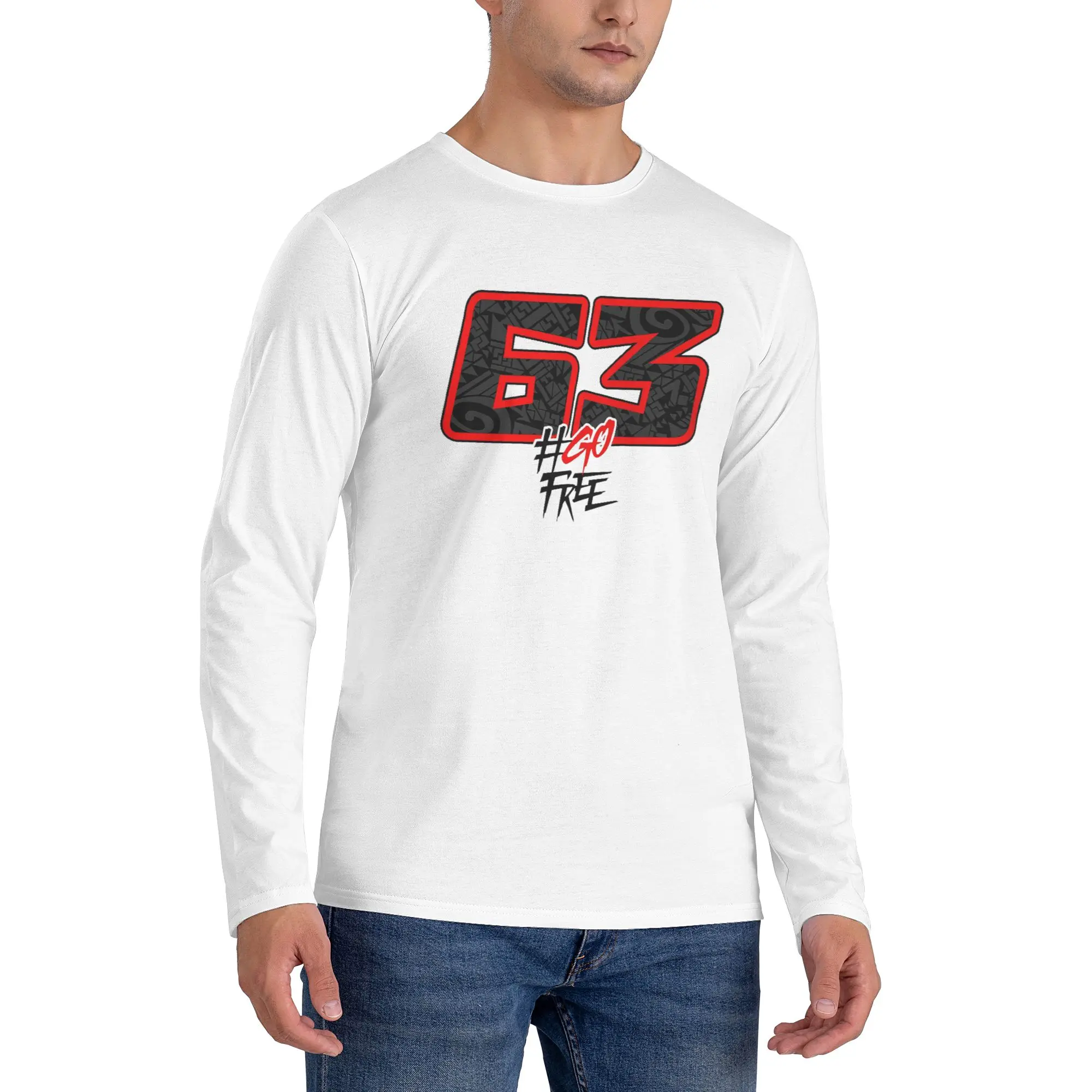 

Pecco Bagnaia 63, мужская футболка с длинными рукавами, модные футболки с круглым вырезом, весенне-осенние мужские топы