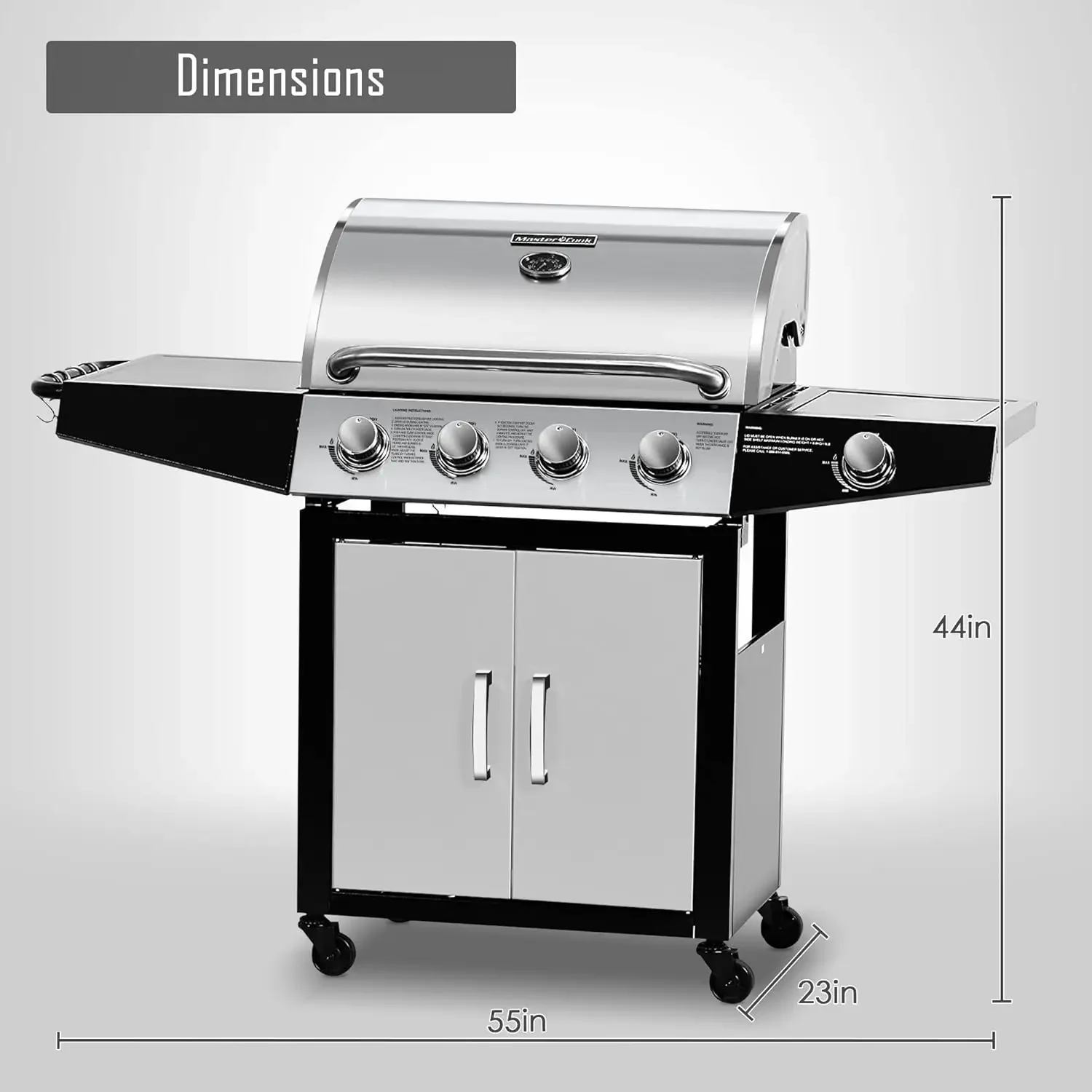 [Offre chaud, offre à durée limitée! ]Garrille à gaz, barbecue au propane de style armoire à 4 brûleurs avec brûleur latéral, acier inoxydable