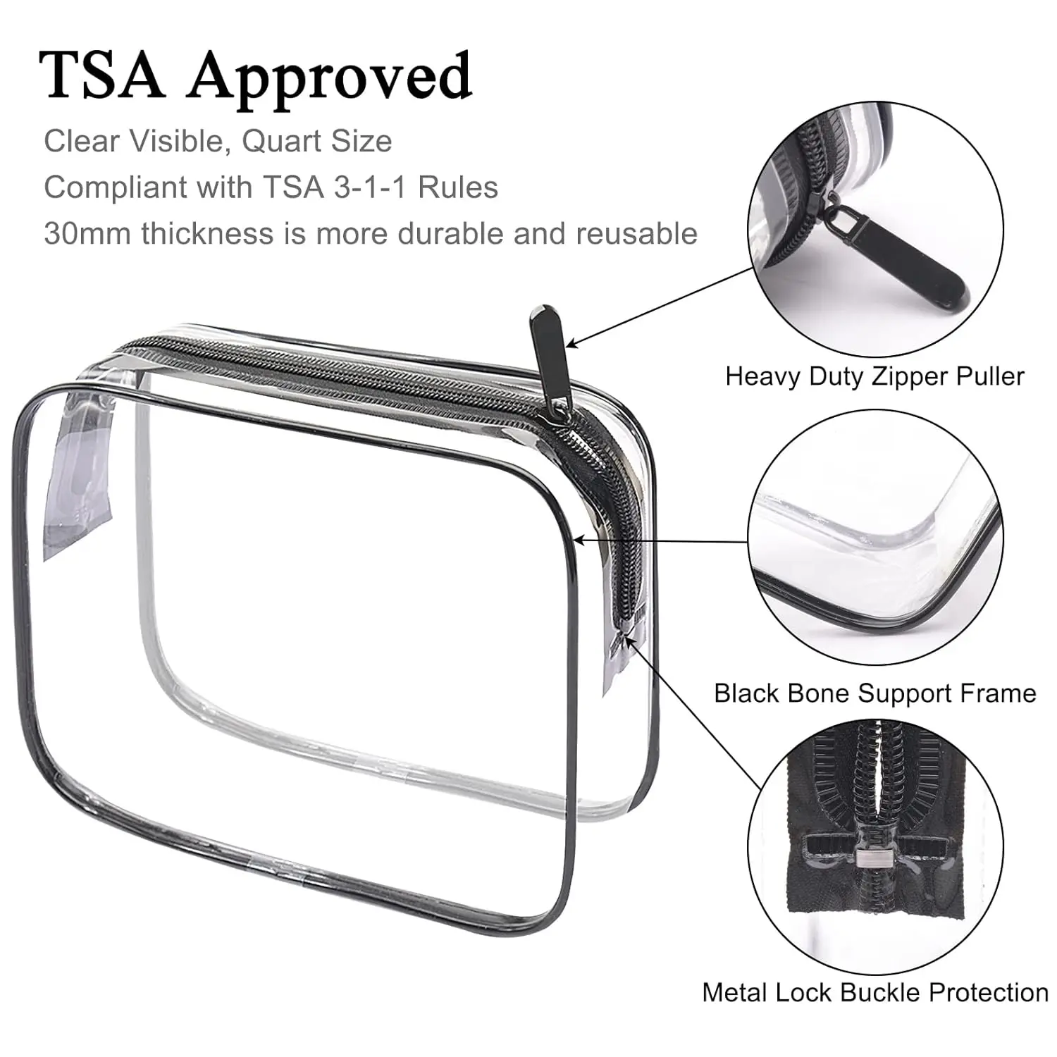 2pcs Clear Toiletry Bag for Traveling, TSA Approved Travel Toiletry Bag, Carry On Airport Airline Compliant Bag Quart Sized