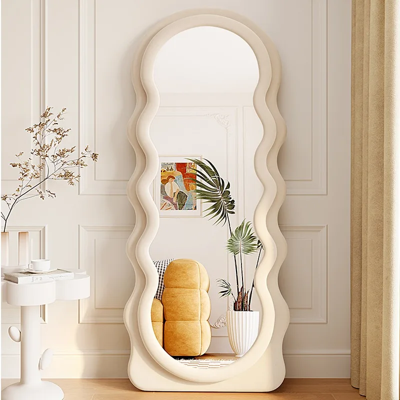 Internet celebrity wave full mirror floor mirror cream ins wind fitting mirror home