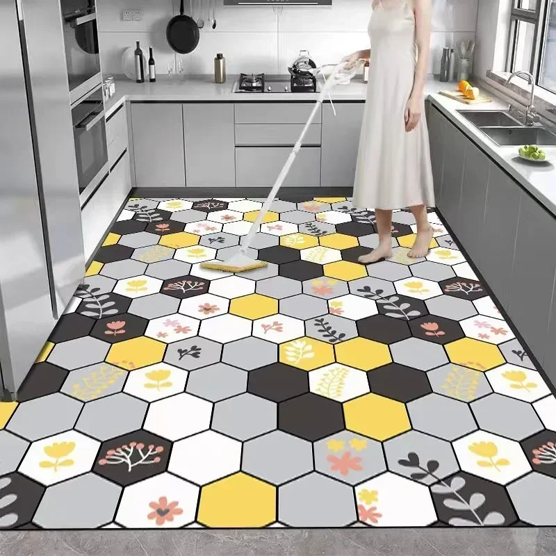 

Kitchen Floor Mat Anti-slip Oil-proof Pvc Waterproof Carpet Wipeable Dirt-resistant Foot Mats Large Area Rug Alfombra De Cocina