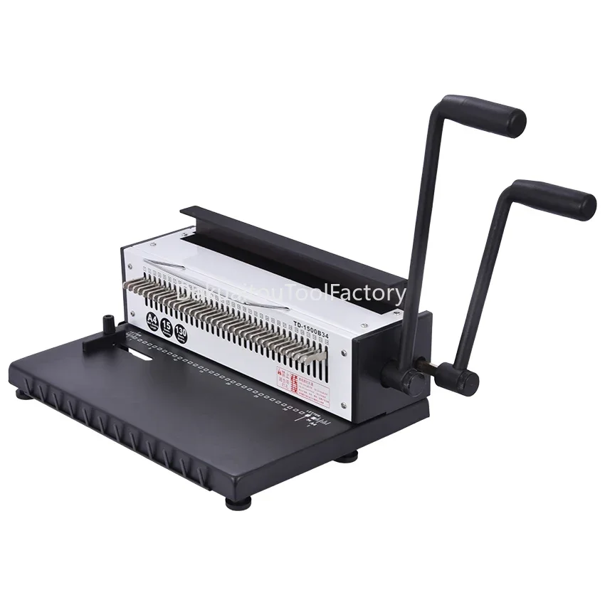 TD-1500B34 Manual Spiral Wire Binding Machine Metal 34 Punching Hole Square 4*4mm Photo Album A4 Paper Binder Puncher Machine